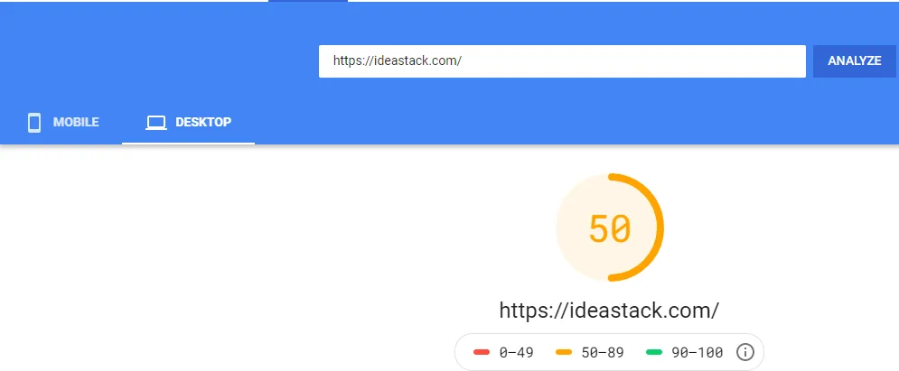 Before Optimization - Desktop