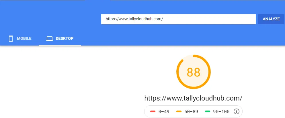 Tallycloudhub After Optimization - Desktop