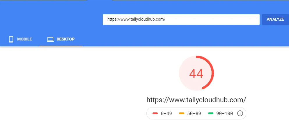 Tallycloudhub Before Optimization - Desktop