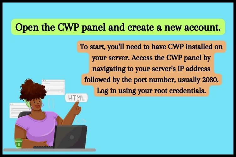 Open the CWP panel and create a new account.