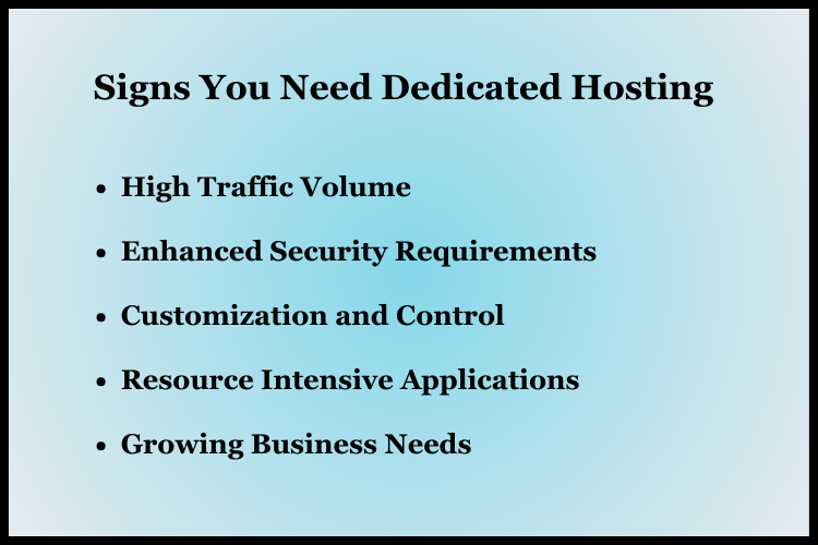 signs you need Dedicated Hosting
